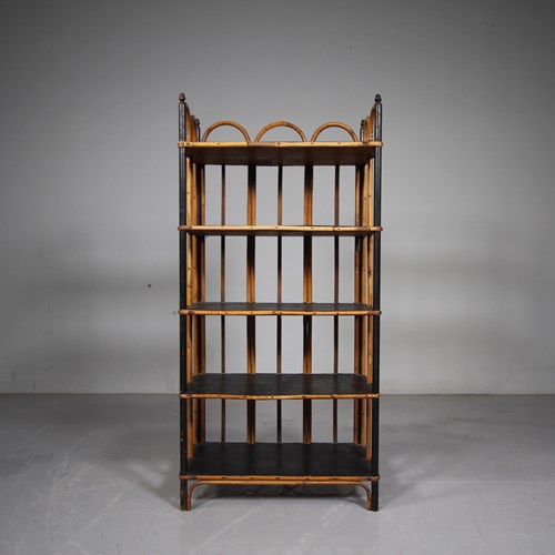 Edwardian Antique Bamboo & Lacquered Pine Shelves