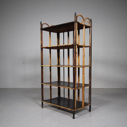 Decorative Antique Bamboo & Lacquered Pine Shelves