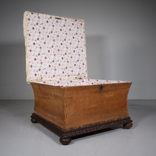 Large Regency Antique Sarcophagus Shaped Ottoman