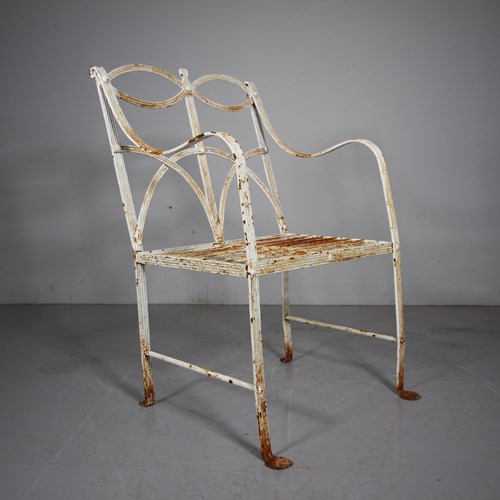 English Regency Antique Wrought Iron Garden Armchair