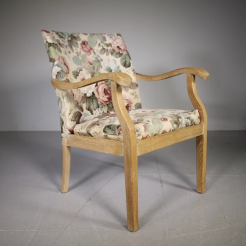 1930’S Heals Of London Oak & Upholstered Armchair