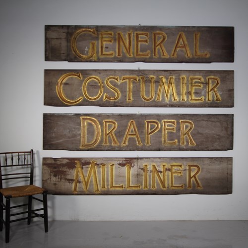 Set Of Four Amazing Huge 19Th Century Antique Shop Front Signs – Provenance