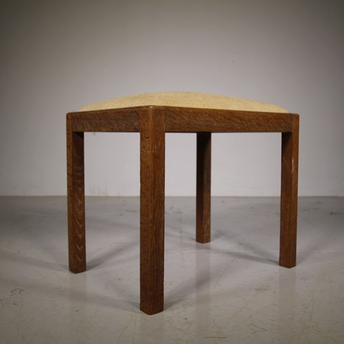 Heals Of London 1920’S Oak Stool – Labelled 