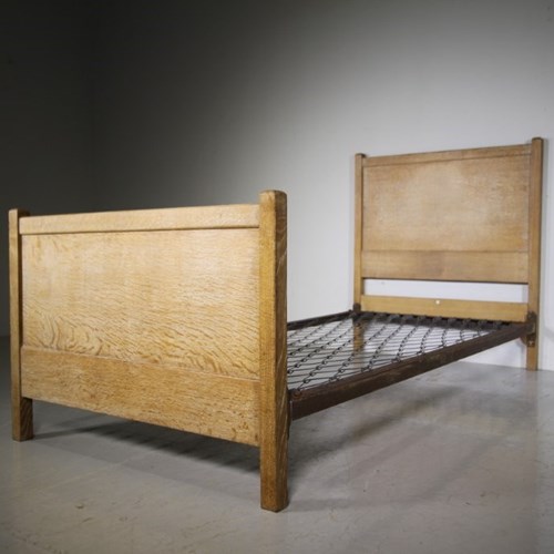 1930’S Heals Oak Single Bed & Original Sprung Base