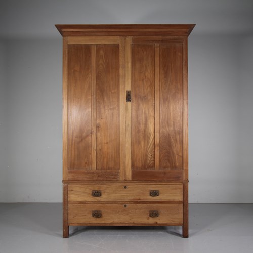 Edwardian Antique Walnut Wardrobe By George Jack