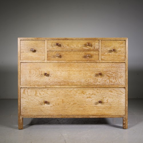 Heals Antique Oak Chest Of Drawers – Labelled 