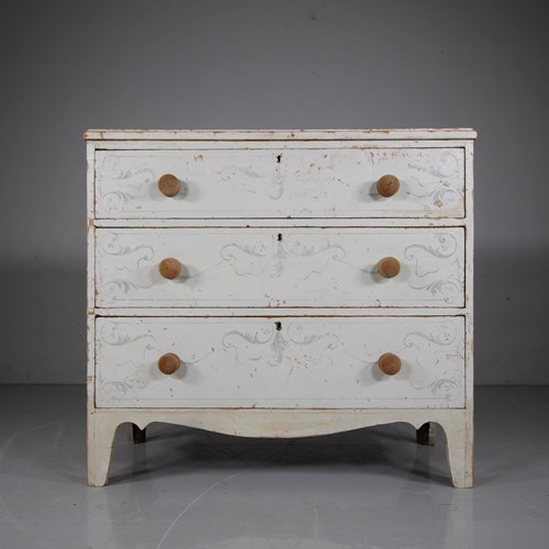 English 19Th Century Original Painted Antique Chest Of Drawers
