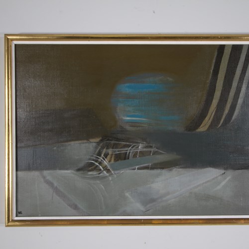 Large 'Blue Moon' Abstract Painting Dated 1967 By William Littlejohn RSA