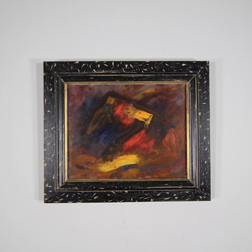 English Abstract Oil Painting Signed & Dated 1964