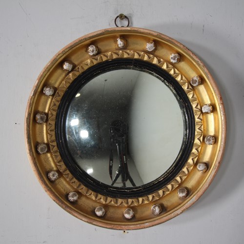 Gilt 19Th Century Antique Convex Mirror Of Smaller Size
