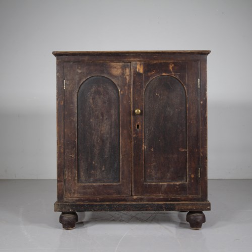 19Th Century Antique Sycamore Cupboard In Original Paint