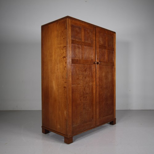  Heals 1920’S Quality Oak Low Wardrobe – Labelled