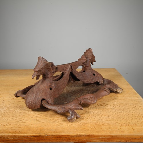 English Coalbrookdale Antique Iron Boot Scraper