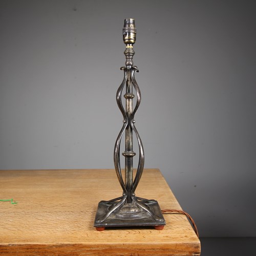 Tall Edwardian Silver Plated Antique Table Lamp - Rewired
