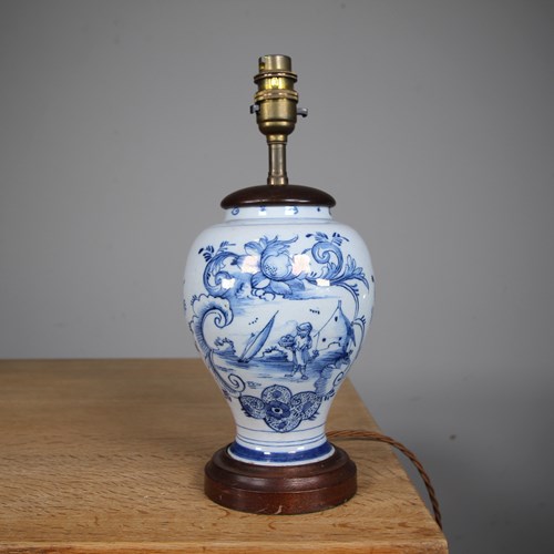 18Th Century Antique Delft Vase Lamp – Rewired