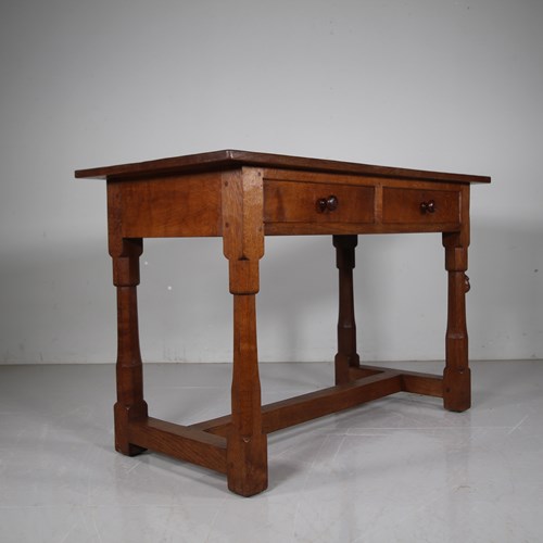 Rare 1930'S Bespoke Adzed Mouseman Oak Table