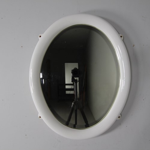 Large Edwardian Creamware Porcelain Antique Oval Mirror 