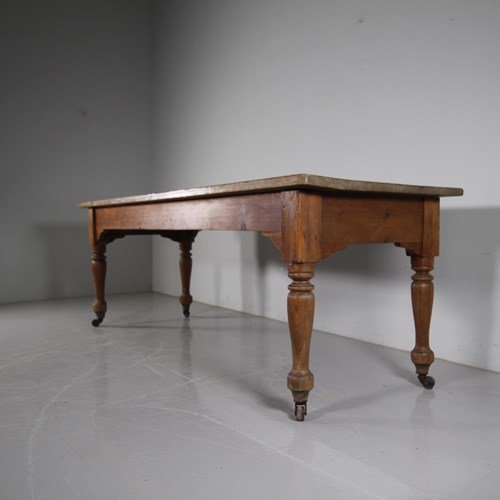 Large English 19Th Century Antique Pine Farmhouse Dining Table