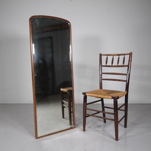 Heals 1920’S Tall Oak Mirror -Labelled 