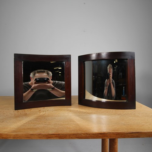 Pair 19Th Century Antique Fairground Mirrors - Concave & Convex