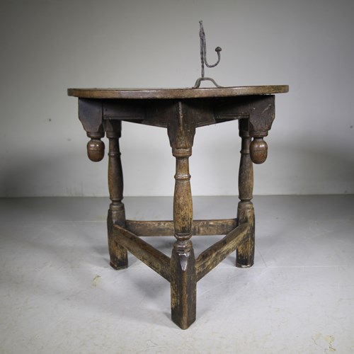 Very Rare 17Th Century English Antique Oak Cricket Table