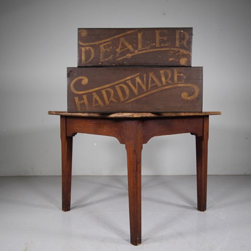 Pair Of English 19Th Century Antique Painted Pine Trade Signs 