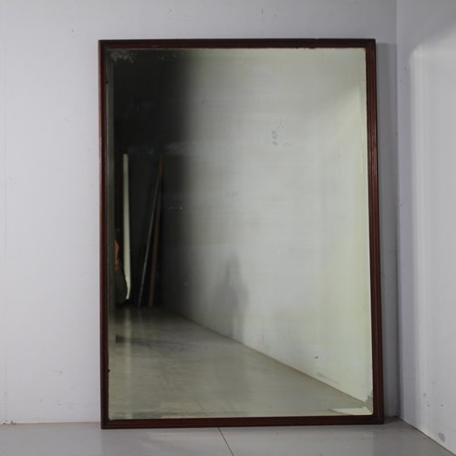 English 19Th Century Simple Antique Mahogany Wall Mirror 