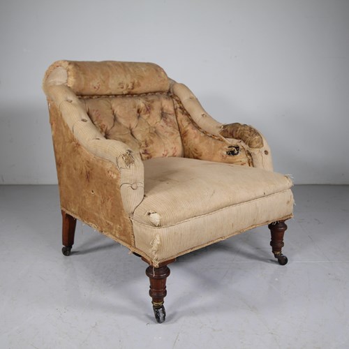 Lovely English 19Th Century English Antique Upholstered Armchair