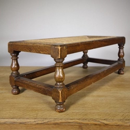 Early Heals Of London Antique Large Oak Footstool