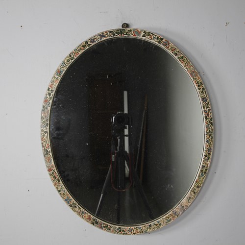 Beautiful English Antique Hand Painted Oval Mirror 