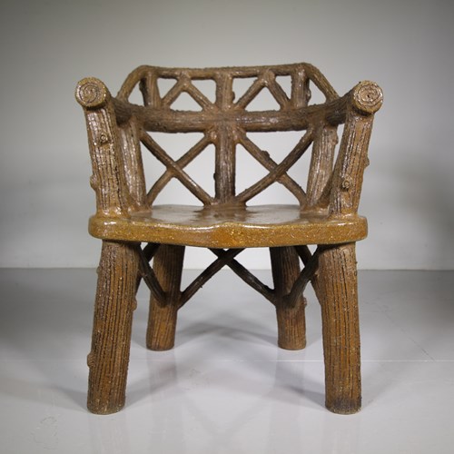 English 19Th Century Antique Grotto Terracotta Garden Chair