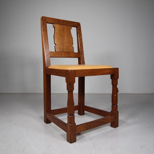 Mouseman Single Oak 1930'S Dining Or Desk Chair