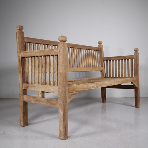 Heals Of London Edwardian Antique Teak Garden Bench Seat