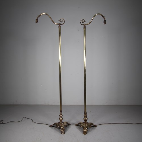 Pair Of English Edwardian Antique Floor Lamps – Rewired