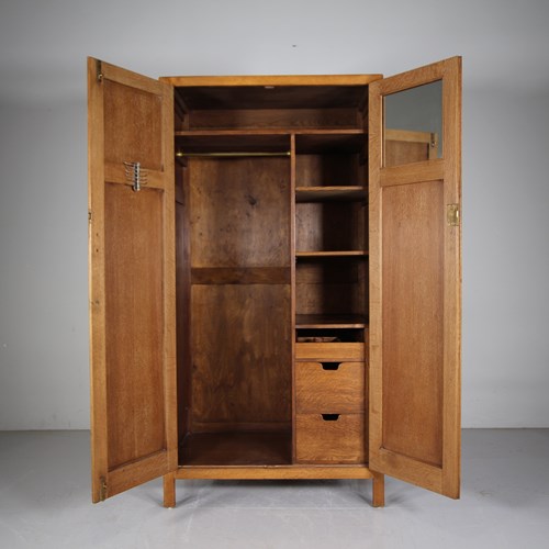 Heals 1920'S Oak Wardrobe Fitted Inside & Labelled 