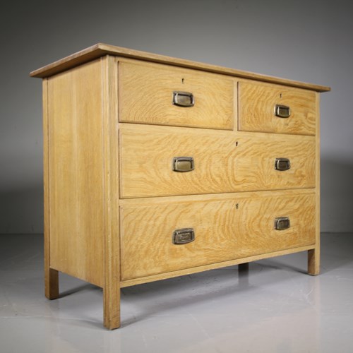 Heals Edwardian Antique Oak Chest Of Drawers – Stamped