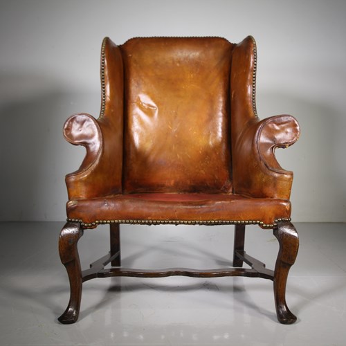 Very Early English Queen Anne Antique Wing Armchair 