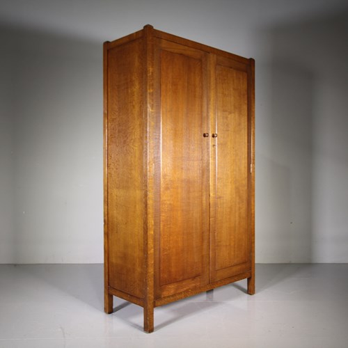 Rare Heals Antique Oak Letchworth Wardrobe -Labelled