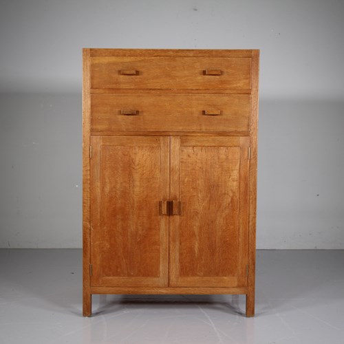 1930'S Heals Oak Tall Boy - Labelled 