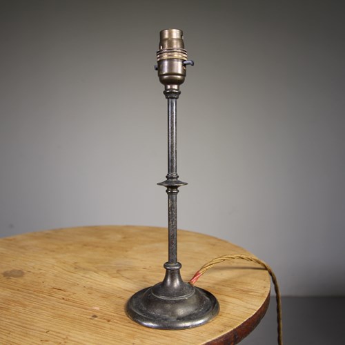 Simple Edwardian Antique Unpolished Table Lamp – Rewired