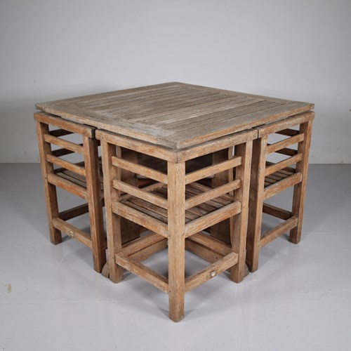1930'S Teak Garden Dining Table & Chairs By Lister 