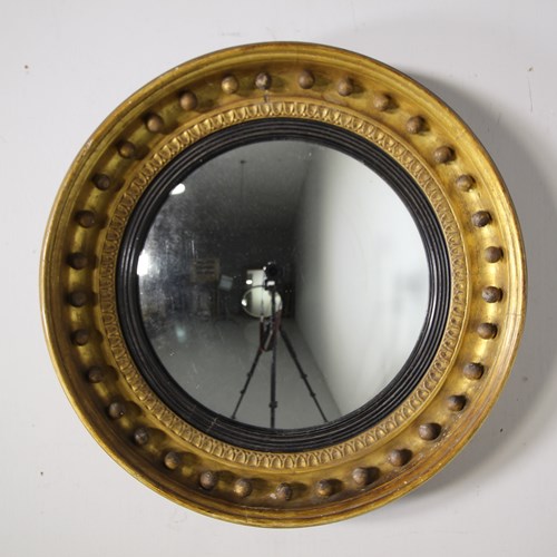 Regency Antique Gilt Convex Wall Mirror – Good Size 