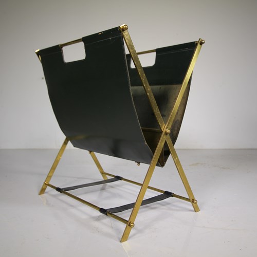 Asprey London 1940’S Leather Folding Magazine Rack