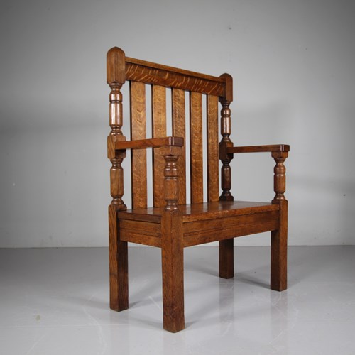 Arts & Crafts Antique Oak Hall Bench By Liberty
