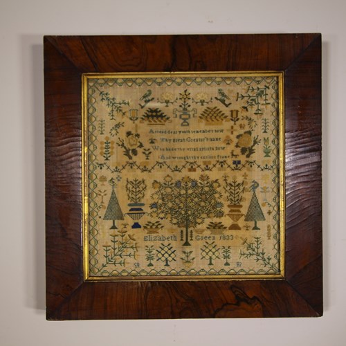 Early 19Th Century Antique Needlework Sampler – Dated 1833