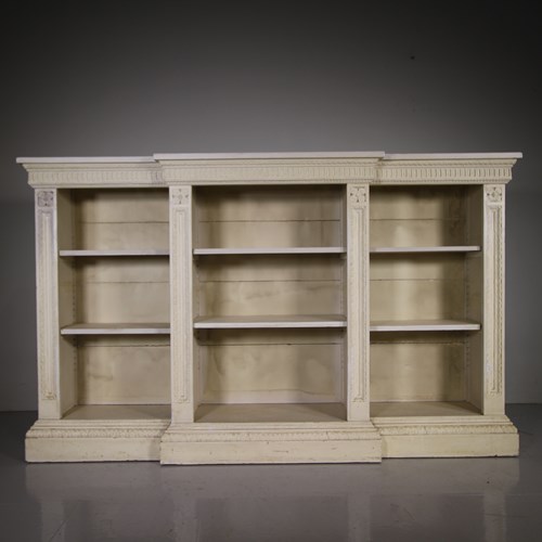 Beautiful Regency Antique Painted Pine Open Bookcase