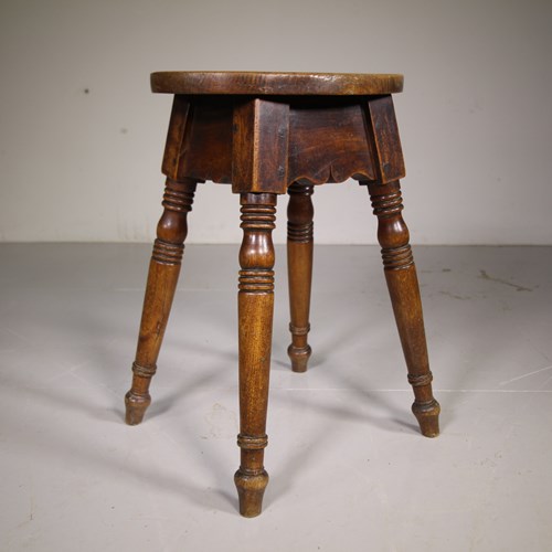 Lovely English Antique Fruit Wood Stool / Low Table 