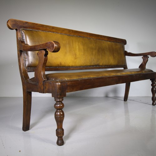 English 19Th Century Antique Fruit Wood Tavern Settle