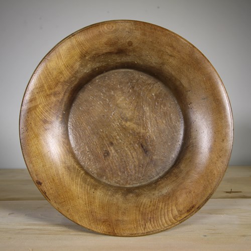 19Th Century Antique Treen Fruit Wood Plate 