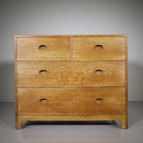 Rare Early Heals Antique Oak Chest Of Drawers – Labelled 